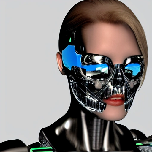 girl terminator cyber 3D face