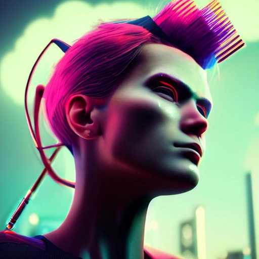 side close up portrait of 1 cyberpunk girl, detailed face, spotlight, cyberpunk city, wired, multicolored, vibrant high contrast, hyperrealistic, photografic, 8k, epic ambient light, octane render