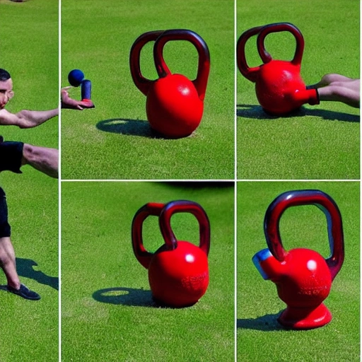 Generate an image of a Russian Kettlebell whit face, armas a legs and a funny actitud
