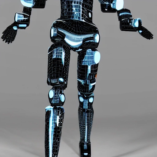 Full Body Image from head to feet of a Humanoid Robot advanced [Soldier, Doctor, Teacher, Nurse, Physiotherapist] in a military uniform, built by DARPA, Artificial Intelligence, smart design, polished, carbon fiber, natural lighting, 3D, 8K, full image, hyper realistic, super realistic, photorealistic, photographic