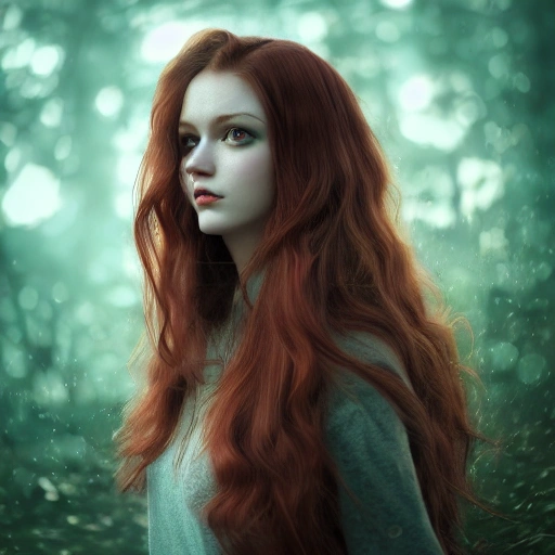 portrait of an adult girl russian, long red hair, green eyes, detailed face, spotlight, multicolored, hyperrealistic, photografic, epic ambient light, octane render, photorealistic