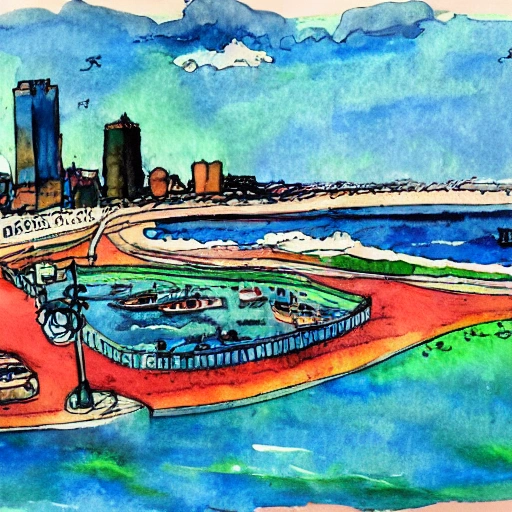 atlantic, aquatic city, Water Color