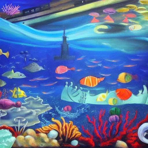 atlantic,undersea aquatic city, Oil Painting