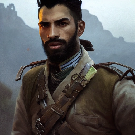 beautiful digital painting of a du juan stylish Man in a battlefield with high detail, portrait, High detail face, real life skin, freckles, 8 k, stunning detail, works by artgerm, greg rutkowski and alphonse mucha, unreal engine 5, 4 k uhd