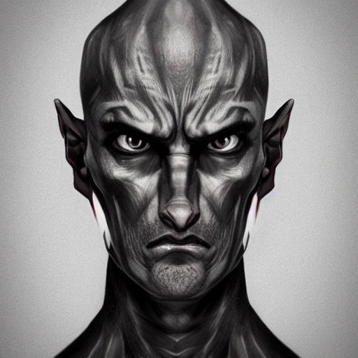 Portrait, male bald human paladin, angry, coloured Pencil Sketch, Black and White,  High detail, realistic, 4 k, real skin