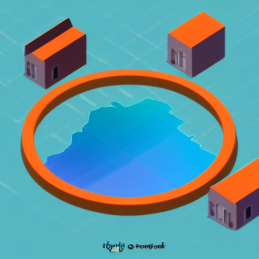 fwatch style, valley, sunset, visible sun, horizont, view from mountain, isometric, sun in the center, orange shadows