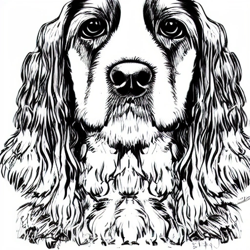 cocker spaniel lineal draw, Cartoon