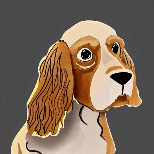 cocker spaniel lineal draw, Cartoon, 3D