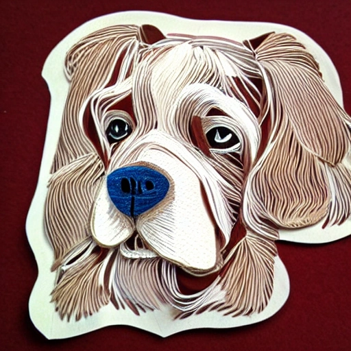 cocker spaniel lineal draw, paper quilling