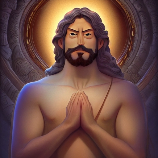 jesus buddah and mahoma animation pixar style, by magali villeneuve, artgerm, and kentaro miura style, golden ratio, trending on art station 