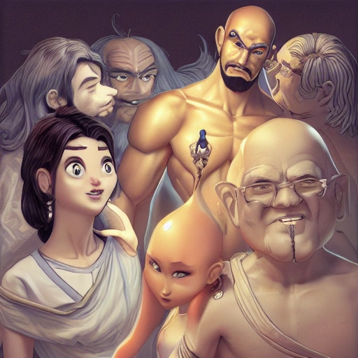 jesus, buddah and mahoma chatting animation pixar style, by magali villeneuve, artgerm, and kentaro miura style, golden ratio, trending on art station 