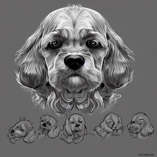 cocker spaniel, animation pixar style, artgerm, and kentaro miura style, golden ratio, trending on art station