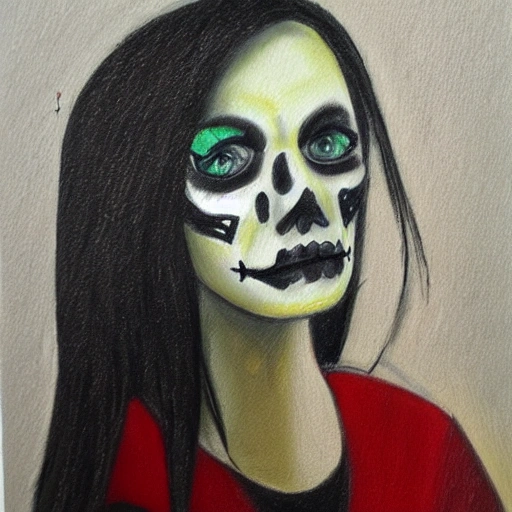 catrina, Oil Painting, Pencil Sketch