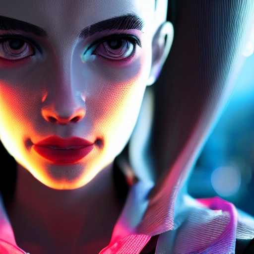 side close up portrait of 1 cyberpunk girl, detailed face, spotlight, cyberpunk city, wired, multicolored, vibrant high contrast, hyperrealistic, photografic, 8k, epic ambient light, octane render