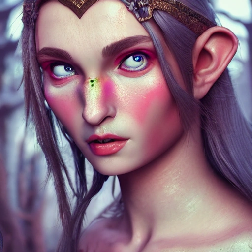elven girl portrait, detailed face, spotlight, wired, multicolored, vibrant high contrast, hyperrealistic, photografic, 8k, epic ambient light, octane render
