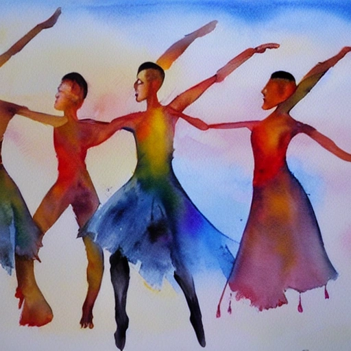 estudiantes de arte, danza , música , Water Color