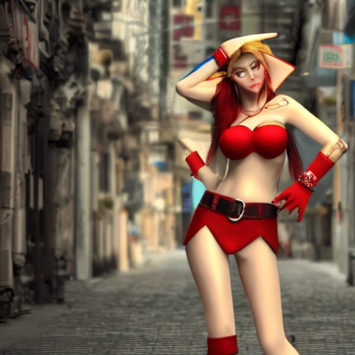 sexy female elf, lost in the city, 4k