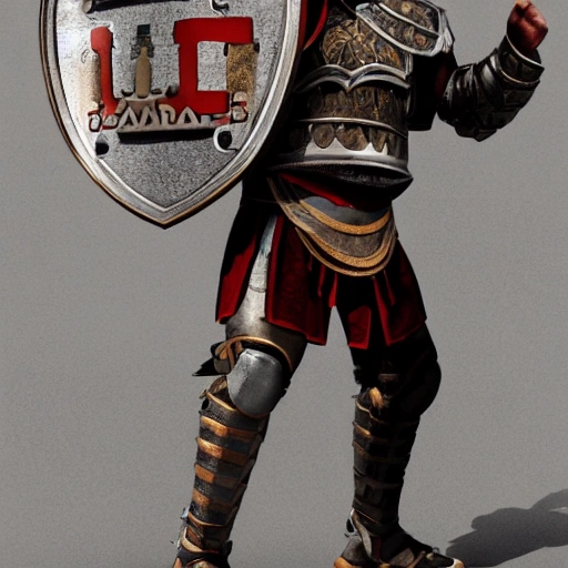 /Imagine Prompt: Full body, Michael Jordan as a Gladiator, wearing traditional roman armor and carrying a short sword and round shield, on a White Background, Matte Painting, Hyper realistic 4K model, unreal engine.
