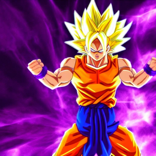 Sun goku with new form of super saiyan 5 with purple energy aura , super  saiyan 5 