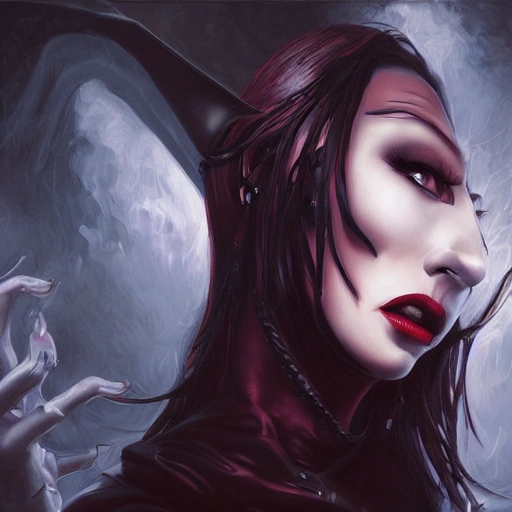 A female vampire in a dark castle, artgerm, Oil Painting