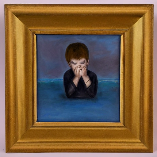 Sad alone boy, Oil Painting