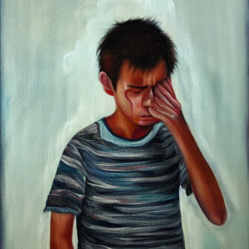 Sad alone boy, Oil Painting