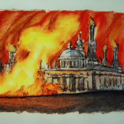 Moskow in fire, Pencil Sketch, Putin killer, Water Color, Ukraine win, Oil Painting