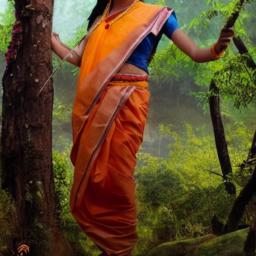 in vedic era beutiful teenage hindu rishi wear saffron colour dh ...