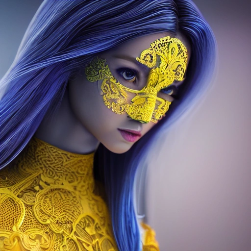 intricate, hyperrealistic render ultra detailed, Beautiful face, detailed, close up portrait of girl, military, dressed in a long flowing dress with blue  yellow colors, vibrant high contrast, hyperrealistic, photografic, 8k, epic ambient light, octane render, 