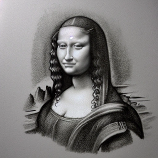 woman, brunnete, monalisa-like, Pencil Sketch, 3D