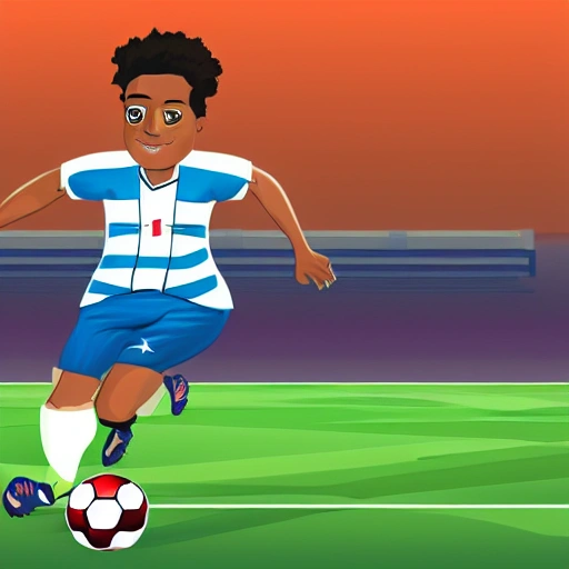 realistic American soccer player with a 4k soccer, Cartoon