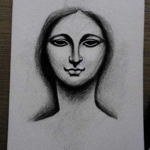 woman, brunnete, monalisa-like, on the beach, Pencil Sketch, 3D