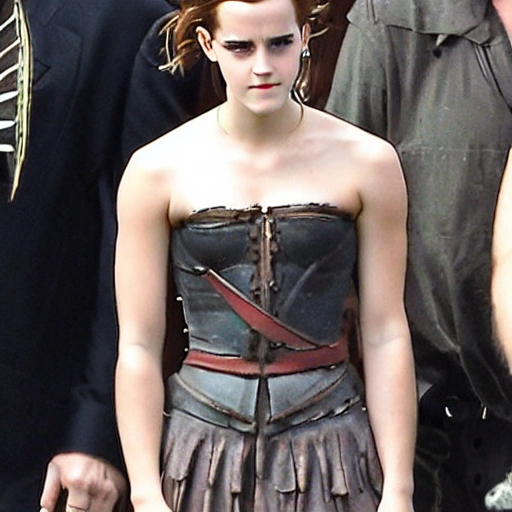 , Cartoon
Emma Watson in a warrior suit 

