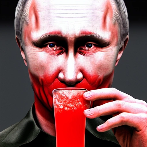 hyperrealistic render ultra detailed face of Putin drinking tomato juice , zombie style