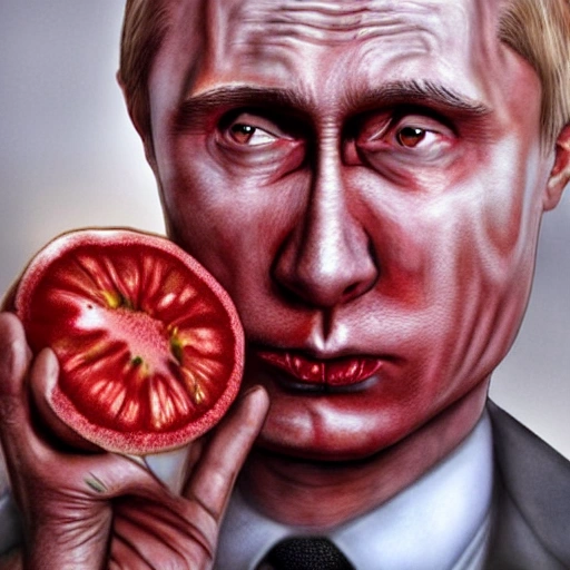 hyperrealistic render ultra detailed face of Putin drinking tomato juice , zombie style