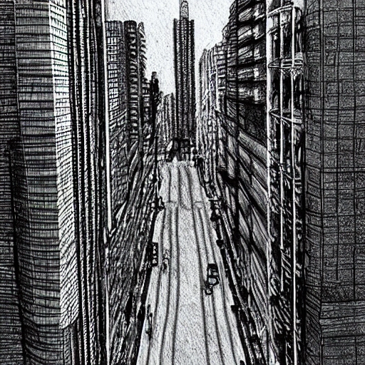 caracas, streets, builldings, manhattan, Pencil Sketch, 3D