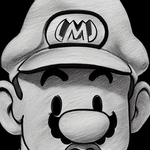 mario bros, Pencil Sketch