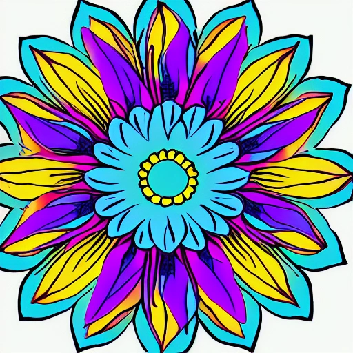 blue flower, sunrise, Trippy, Cartoon