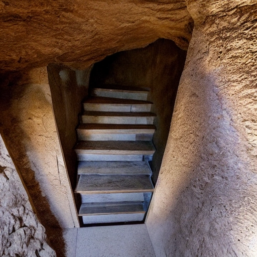 Cueva bajo una escalera oscura y llena de secretos Trippy