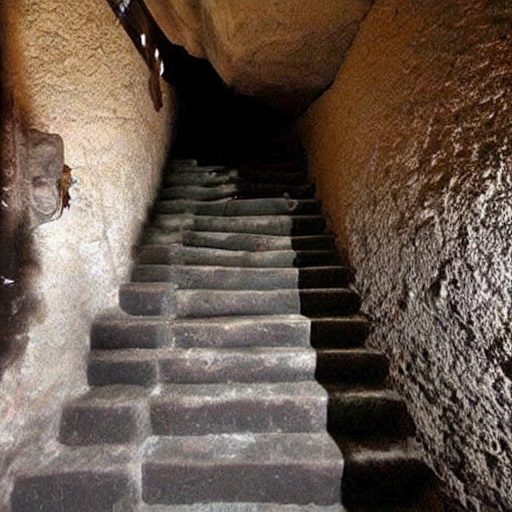 Cueva bajo una escalera oscura y llena de secretos Trippy