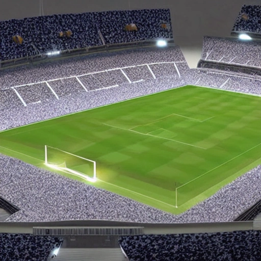 futbolista futurista en un estadio de arabia saudí, 3D