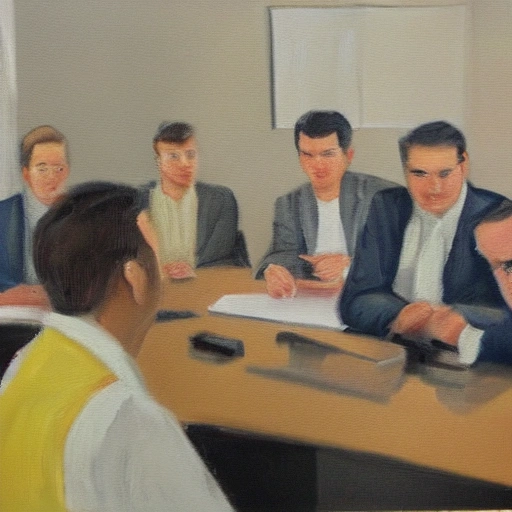 ceo in a meeting with employees,  Oil Painting