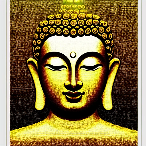 buddha gold, pixel art, 8 bits, high resolution, colors, side 8px 8px,