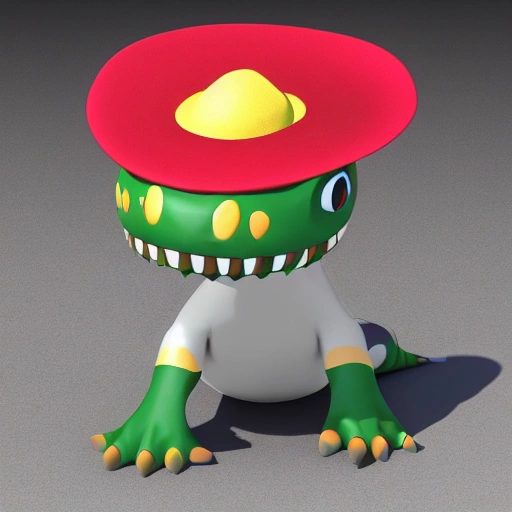 little dino with colombian hat, 3D