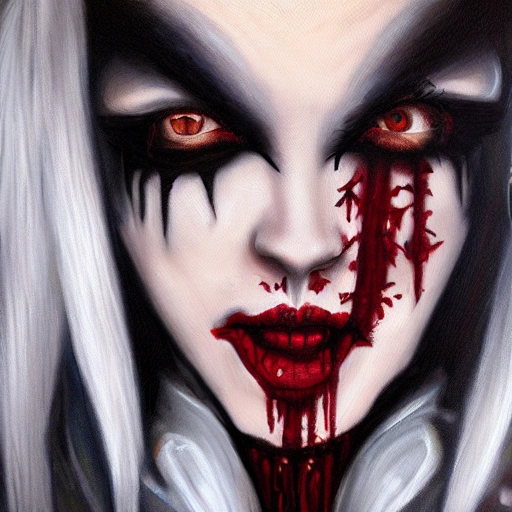 realistic portrait of bloodpunk vampire, HD, Oil Painting