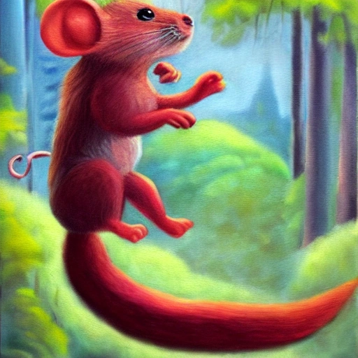 THE STORY OF SCAMPER, THE LITTLE MOUSE OF THE BIG FOREST IN THE POLLUTED CITY, FOR A CHILDRENS BOOK., Oil Painting