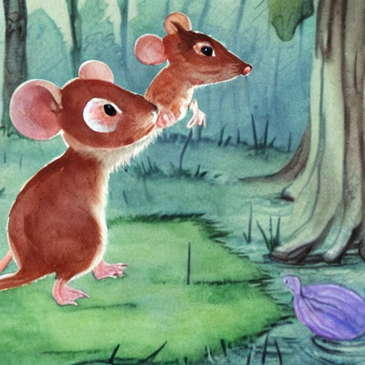 THE STORY OF SCAMPER, THE LITTLE MOUSE OF THE BIG FOREST IN THE POLLUTED CITY, FOR A CHILDRENS BOOK., Water Color