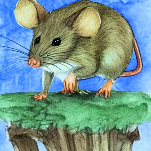 THE STORY OF SCAMPER, THE LITTLE MOUSE OF THE BIG FOREST IN THE POLLUTED CITY, FOR A CHILDRENS BOOK., Water Color