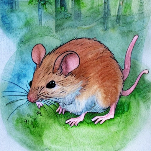 THE STORY OF SCAMPER, THE LITTLE MOUSE OF THE BIG FOREST IN THE POLLUTED CITY, FOR A CHILDRENS BOOK., Water Color