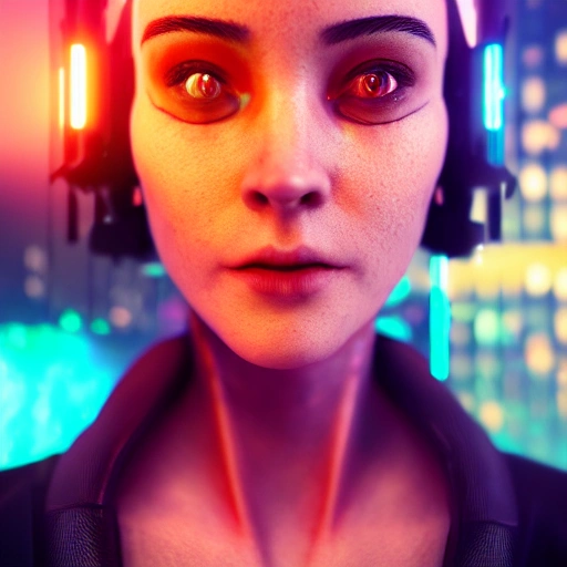 side close up portrait of 1 cyberpunk girl, detailed face, spotlight, cyberpunk city, wired, multicolored, vibrant high contrast, hyperrealistic, photografic, 8k, epic ambient light, octane render